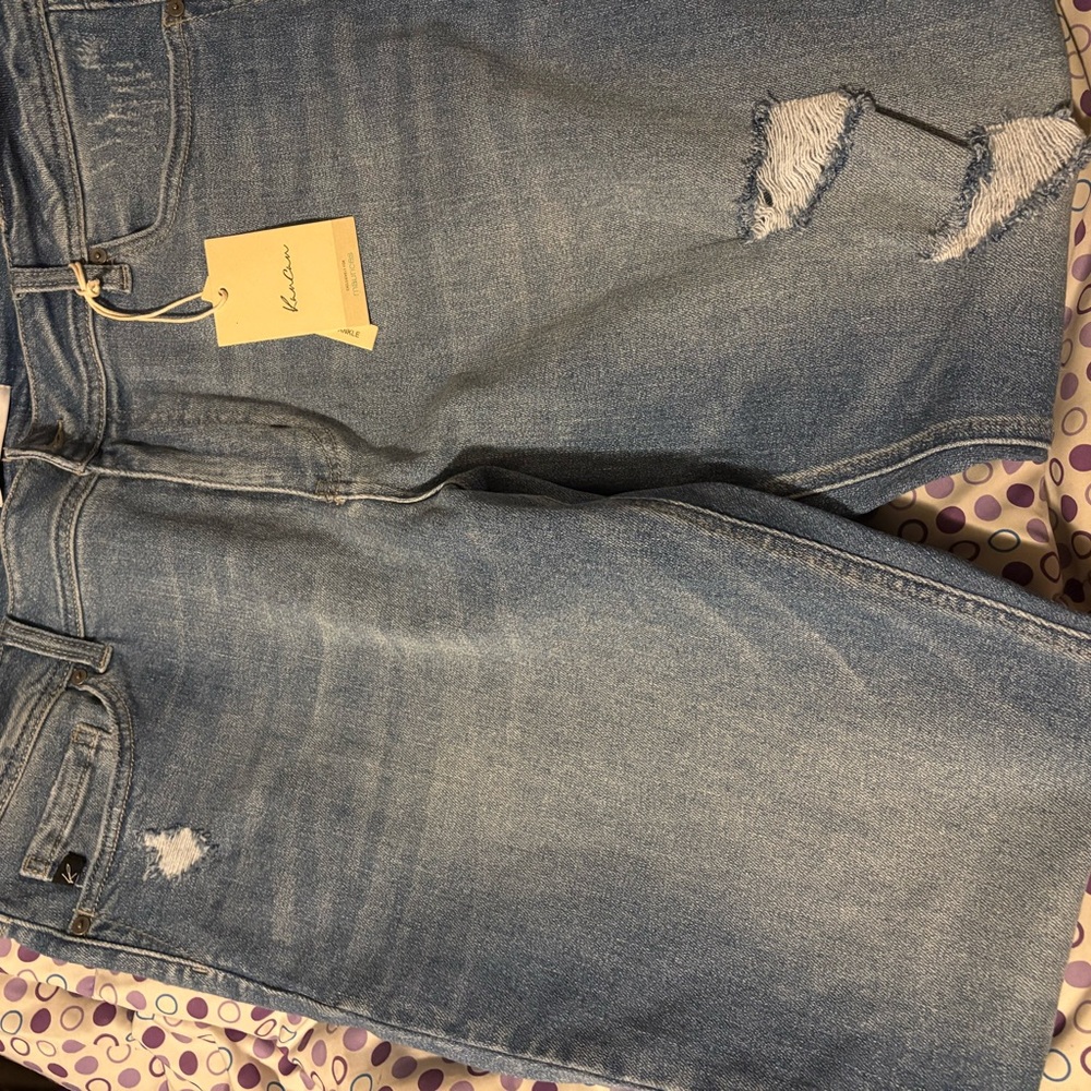 Plus Size KanCan Mid Rise Open Ripped Frayed Hem Skinny Jean - Picture 6 of 7
